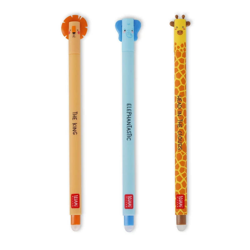 Set Di 3 Penne Gel Cancellabili Legami - Animali Savana
