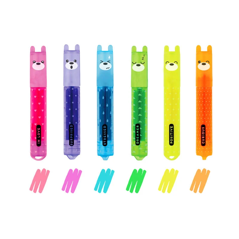 Set di 6 Mini Evidenziatori Fluo Legami Teddy's Mood