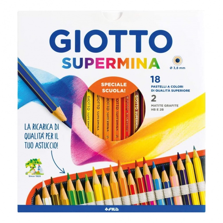 Matite Giotto Supermina 18 colori + 2 Matite Grafite