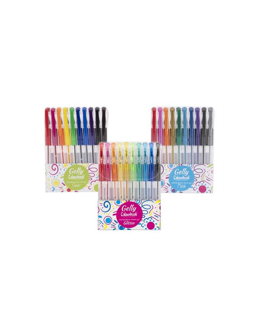 Set 10 penne gel Gelly - Metal Glitter e Colour Colourbook
