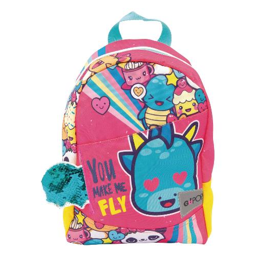 Zainetto Asilo Love, Peace & Joy - GOPOP Verde e Fucsia