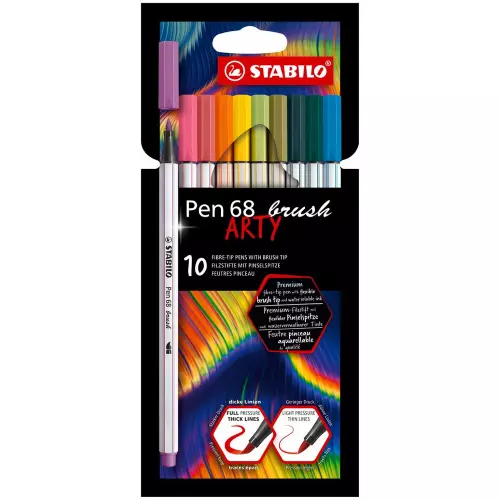 Stabilo Pen 68 Brush - ARTY - Astuccio Da 10 Colori Assortiti