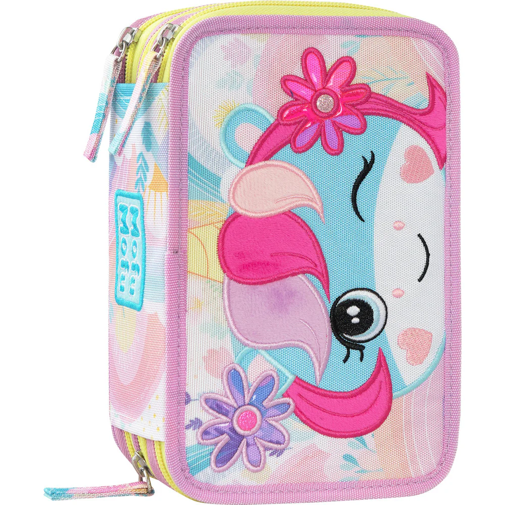 Astuccio 3 Zip Unicorno Mofu Mofu Lilla
