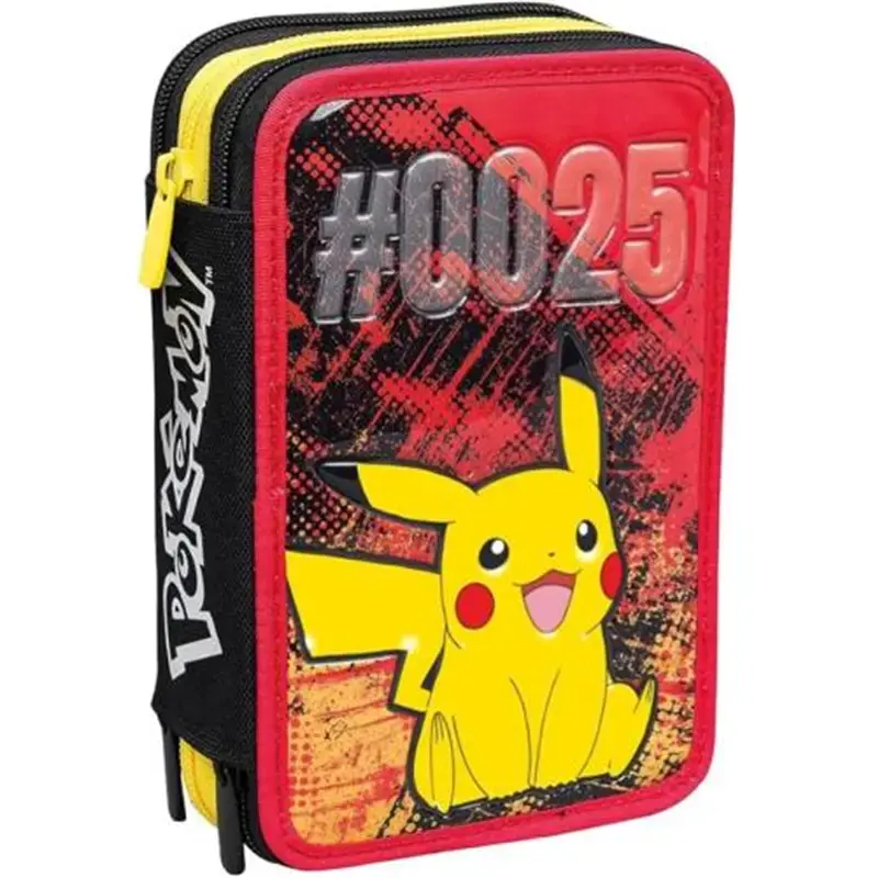 astuccio 3 zip pokemon pikachu seven