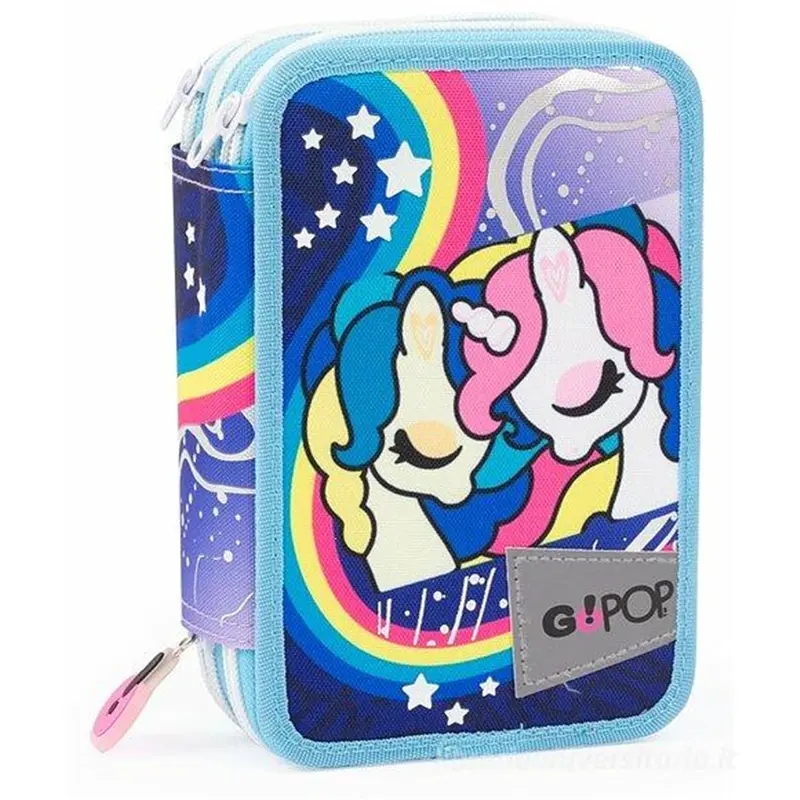 astuccio completo triplo scomparto gopop unicorn