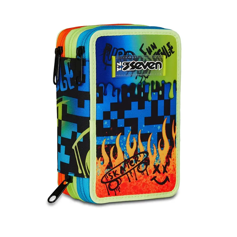 astuccio sevenr 3 zip scribbled flame