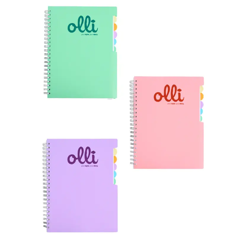 maxi quaderno spiralato con divisori 150ff 70gr a4 olli