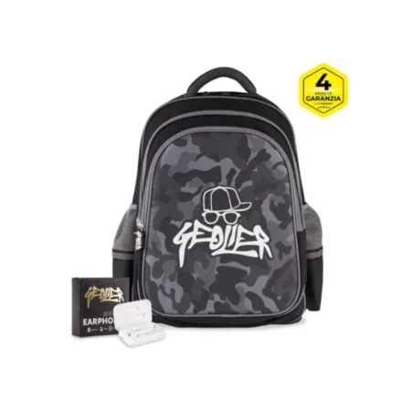 zaino scuola camouflage geolier con cuffie omaggio