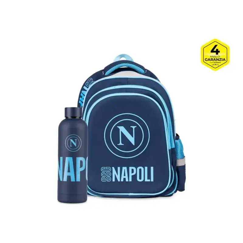 zaino scuola ssc napoli blu con borraccia omaggio