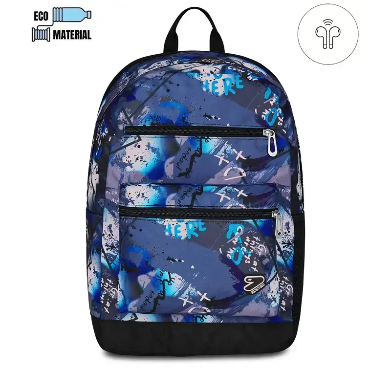 zaino sevenr reversibile con earphones wireless dark spots