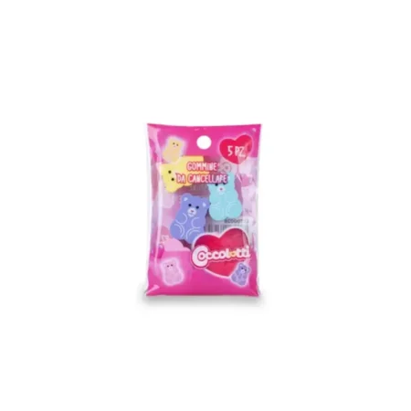 bustina 5 mini gomme da cancellare coccolotti