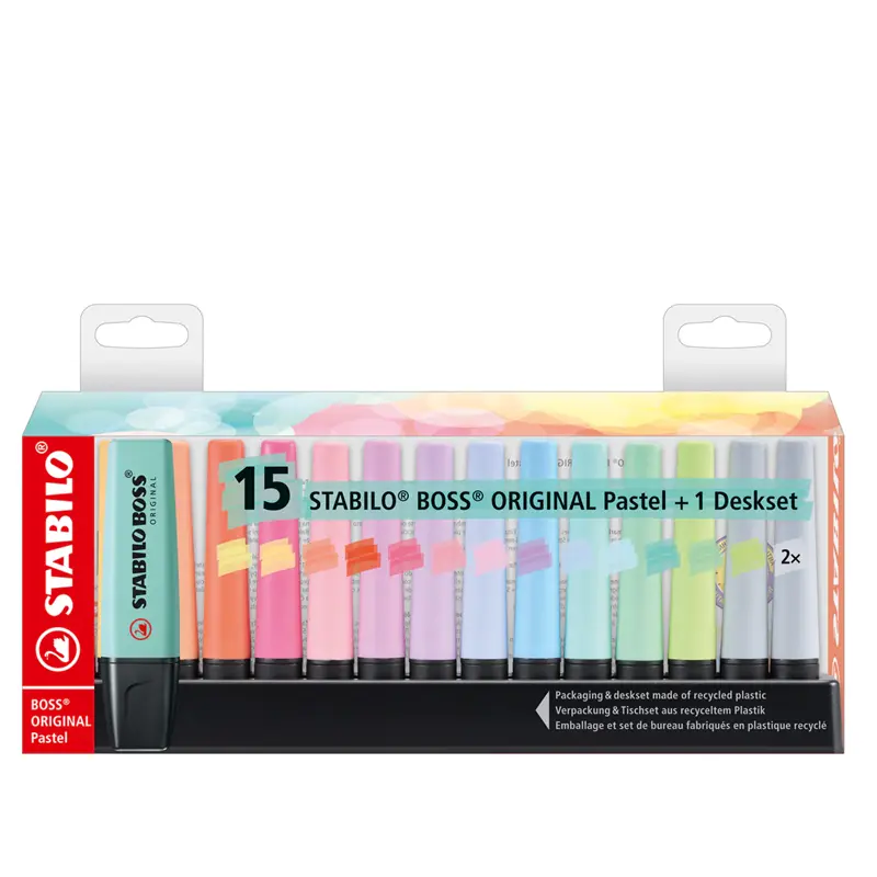 evidenziatori stabilo deskset 15 colori pastel