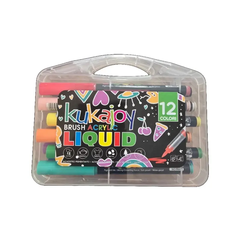 pennarelli brush acrylic liquid kukajoy 12 colori