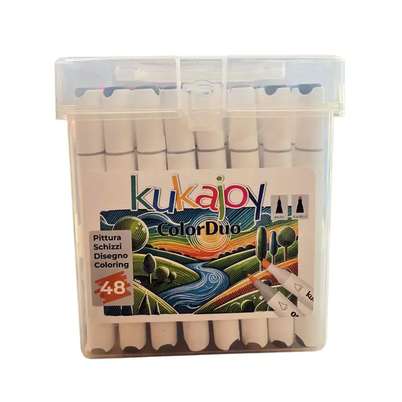 pennarelli color duo brush doppia punta kukajoy 48pz