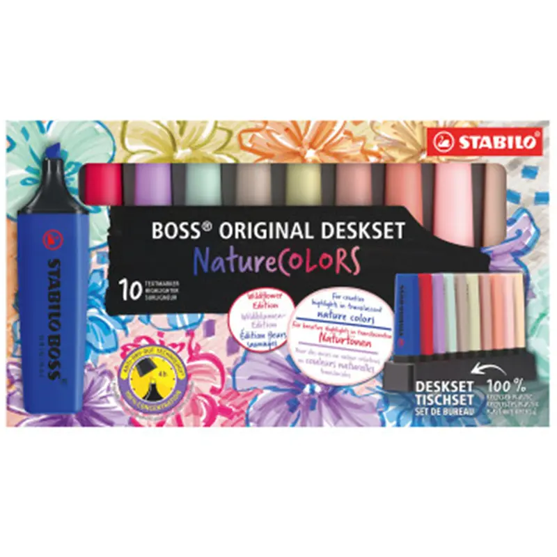 evidenziatori boss original naturecolors wildlowers desk set 10 colori stabilo