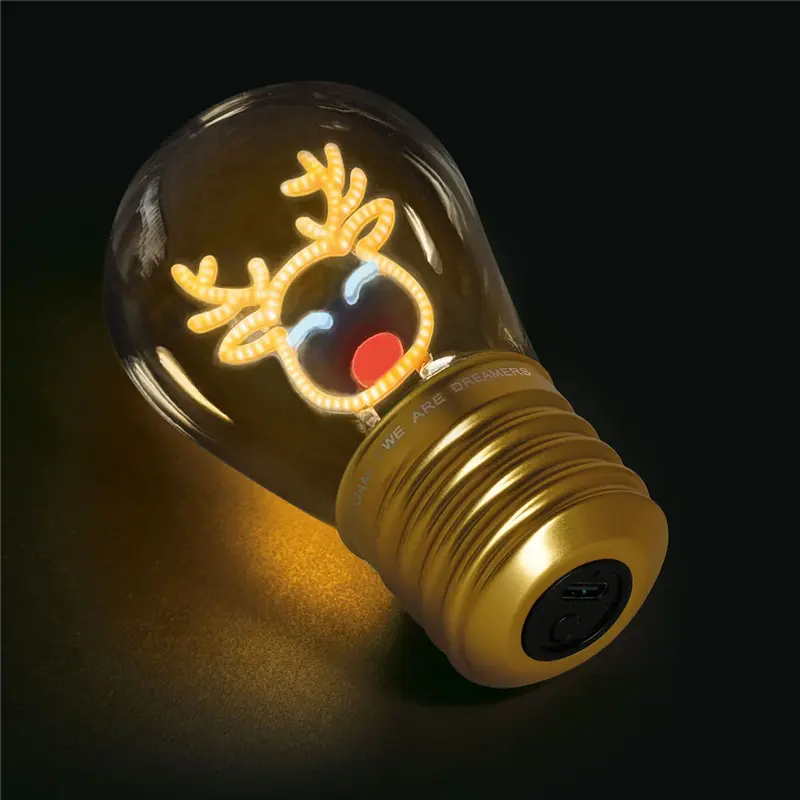 lampada decorativa natalizia da tavolo a forma di lampadina reindeer bulb fiction natale legami