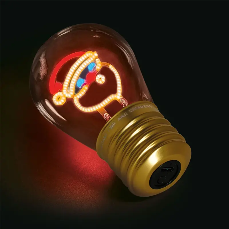 lampada decorativa natalizia da tavolo a forma di lampadina santa claus bulb fiction natale legami