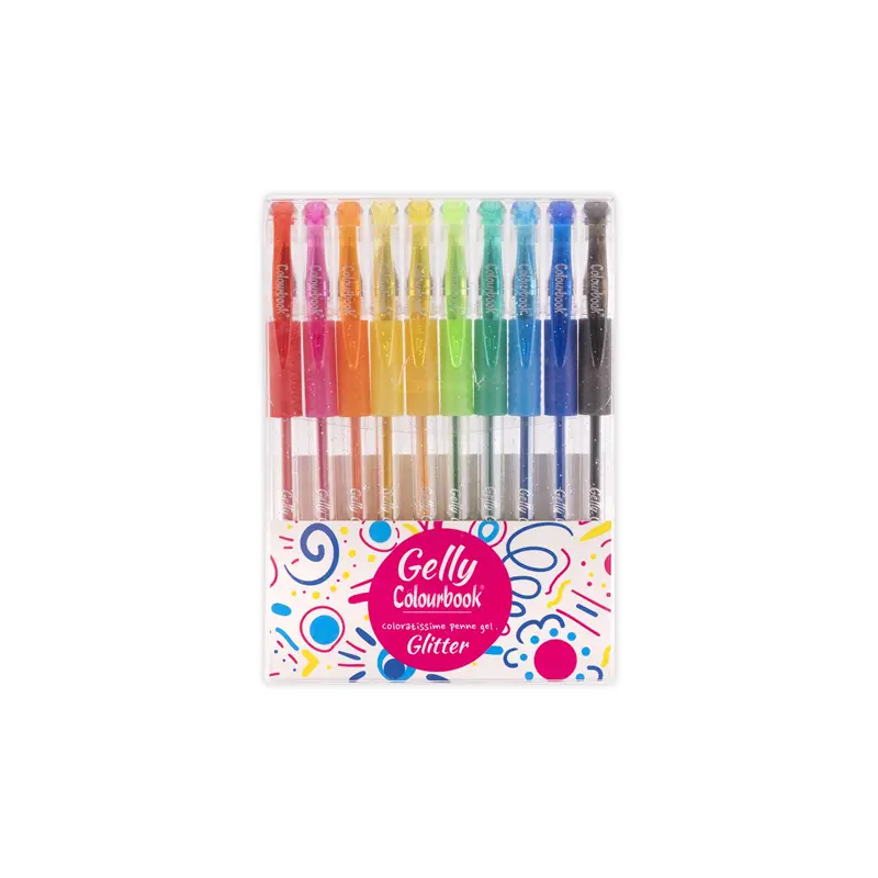 set 10 penne gel gelly glitter colourbook