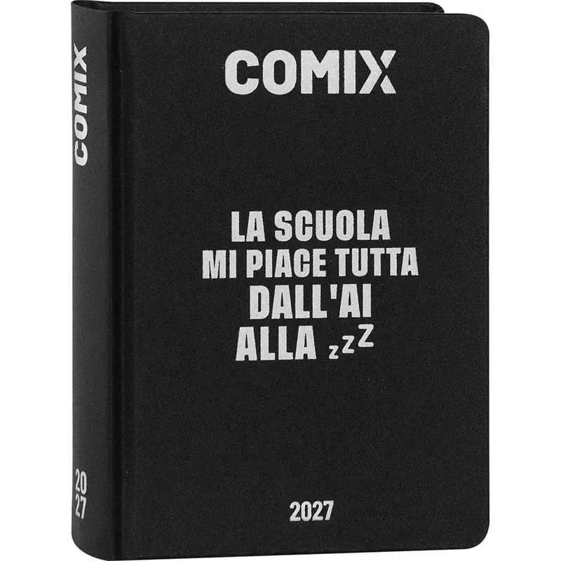 diario 16 mesi 202627 comix giornaliero mini nero argento