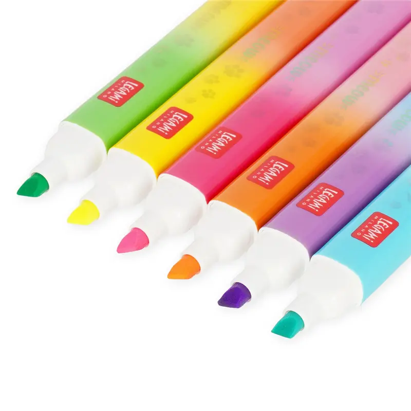 set di 6 evidenziatori doppia punta kitty meow legami