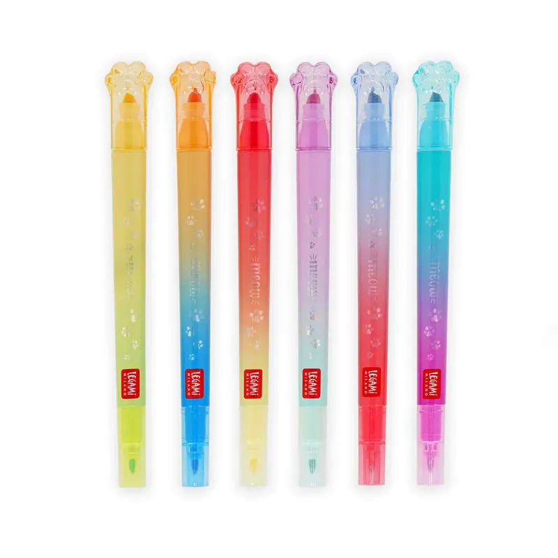 set di 6 pennarelli doppia punta con colori sovrascrivibili meow legami