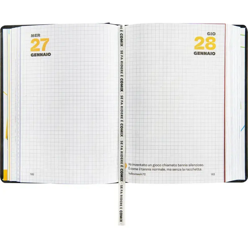 diario 16 mesi 202627 comix giornaliero standard nero bianco