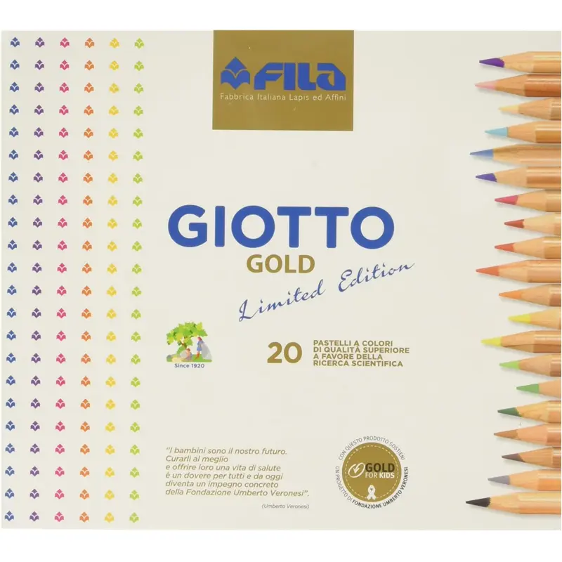 pastelli giotto gold metal box metallo da pz 20 con temperino fila