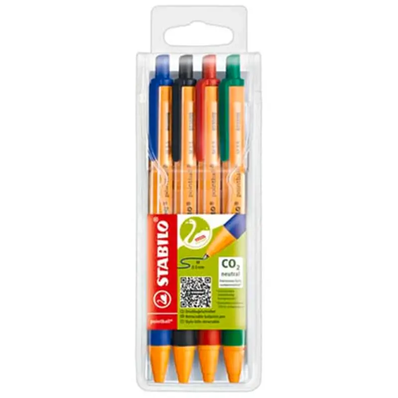 penna a sfera pointball 05 mm assortiti astuccio da 4 pz stabilo