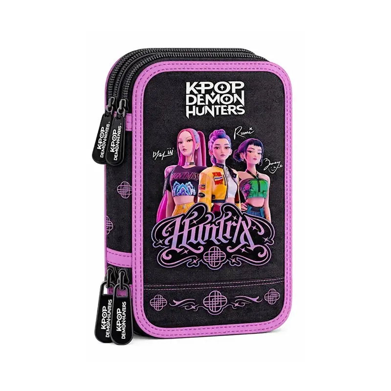 Astuccio 3 Zip Nero Kpop Demon Hunters