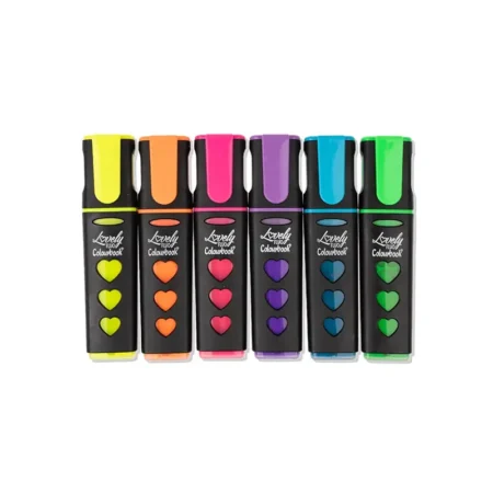 set 6 evidenziatori liquidi lovely fluo colore intenso tratto resistente allacqua
