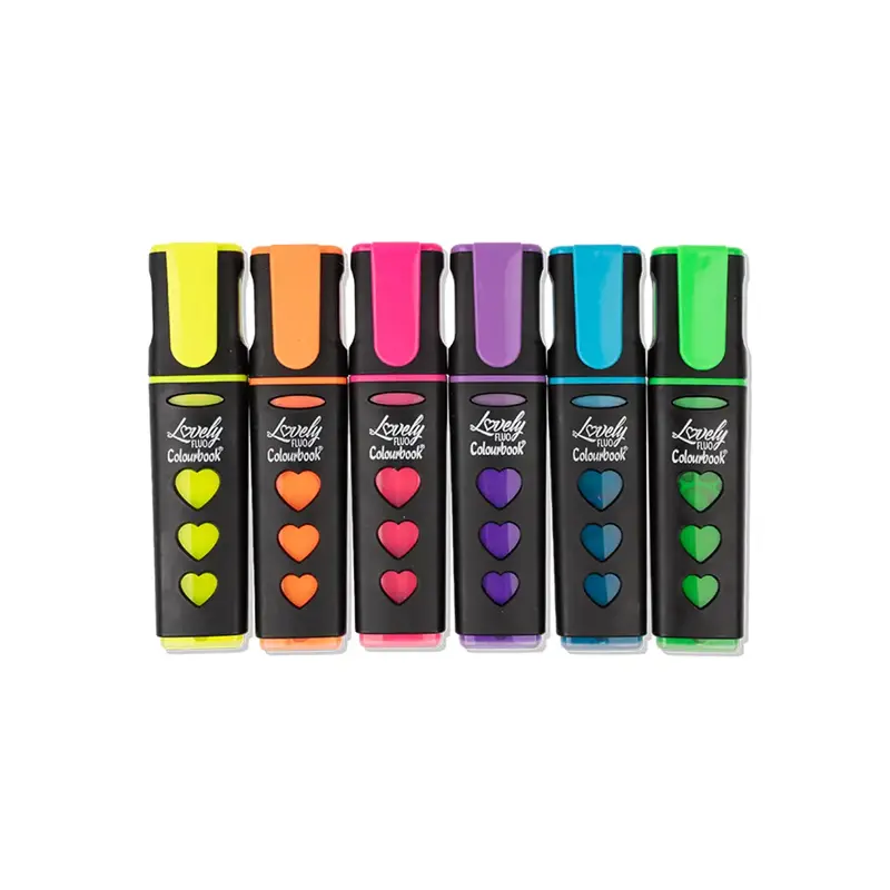 set 6 evidenziatori liquidi lovely fluo colore intenso tratto resistente allacqua