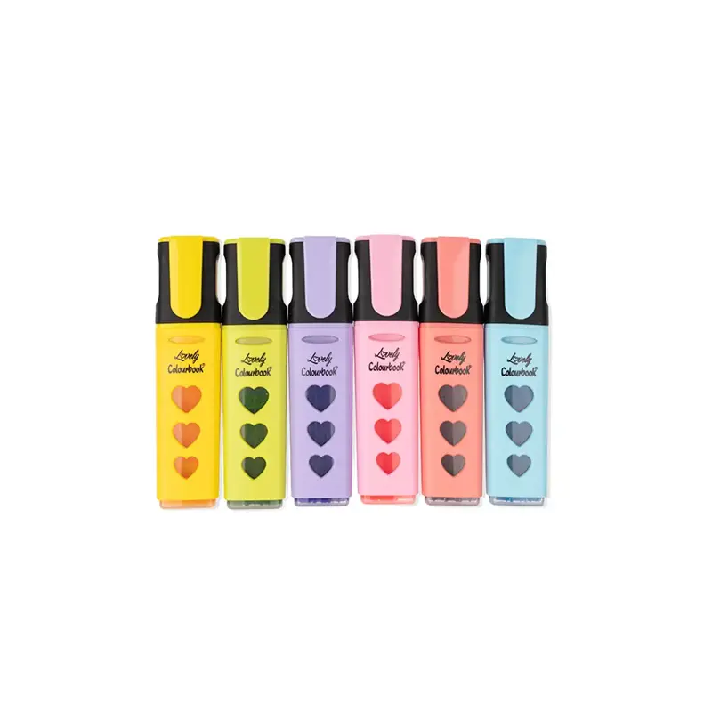 set 6 evidenziatori liquidi lovely pastel tratto fluido e resistente allacqua